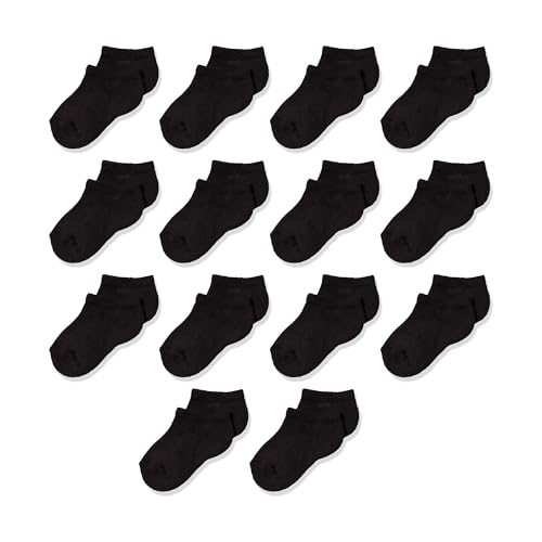 Amazon Essentials Unisex Kinder Socken aus Baumwolle mit niedrigem Schnitt, 14er-Pack, Schwarz, 4-5 Jahre von Amazon Essentials