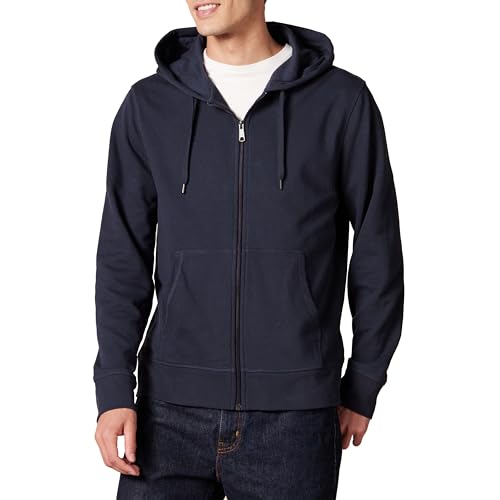 Amazon Essentials Herren Leichter French-Terry-Kapuzenpulli mit durchgehendem Reißverschluss, Dunkles Marineblau, XS von Amazon Essentials