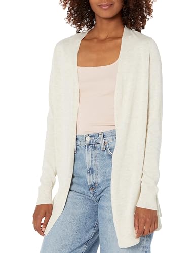 Amazon Essentials Damen Leichte Strickjacke ohne Knöpfe (in Übergröße erhältlich), Haferbeige Meliert, XXL von Amazon Essentials