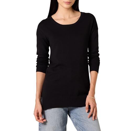 Amazon Essentials Damen Leichter, langärmliger Tunika-Pullover mit U-Ausschnitt (in Übergröße erhältlich), Schwarz, 6XL Große Größen von Amazon Essentials