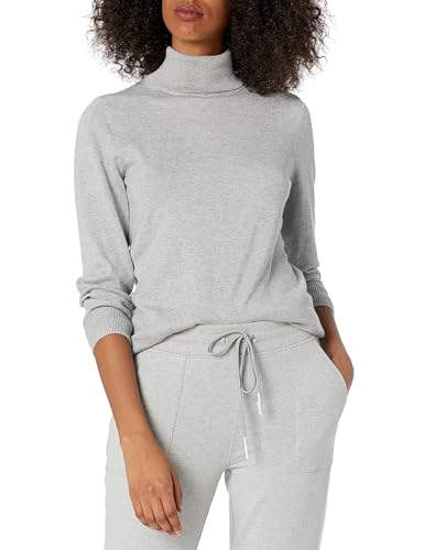 Amazon Essentials Damen Leichter, Langärmeliger Rollkragenpullover, Klassischer Schnitt (Erhältlich In Übergröße), Hellgrau Meliert, XS von Amazon Essentials