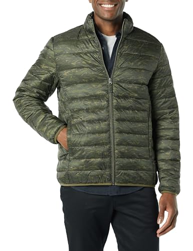 Amazon Essentials Herren Verstaubare, Leichte, Wasserabweisende Pufferjacke (Erhältlich In Big & Tall), Grün Tarnmuster, XXL von Amazon Essentials