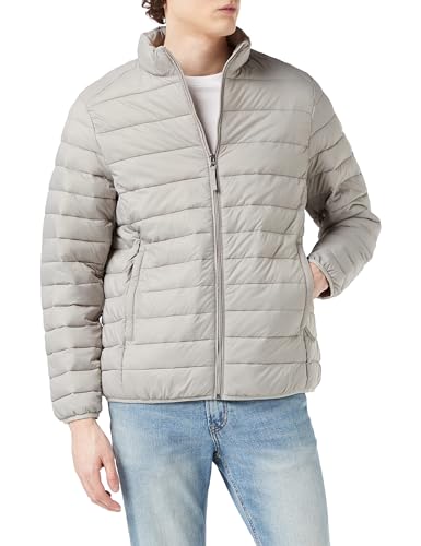 Amazon Essentials Herren Verstaubare, Leichte, Wasserabweisende Pufferjacke (Erhältlich In Big & Tall), Hellgrau, XS von Amazon Essentials