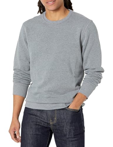 Amazon Essentials Herren Fleece-Sweatshirt mit Rundhalsausschnitt (erhältlich in Big & Tall), Hellgrau Meliert, XS von Amazon Essentials