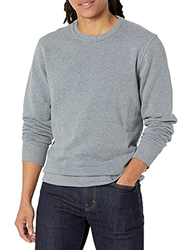 Amazon Essentials Herren Fleece-Sweatshirt mit Rundhalsausschnitt (erhältlich in Big & Tall), Hellgrau Meliert, XS von Amazon Essentials