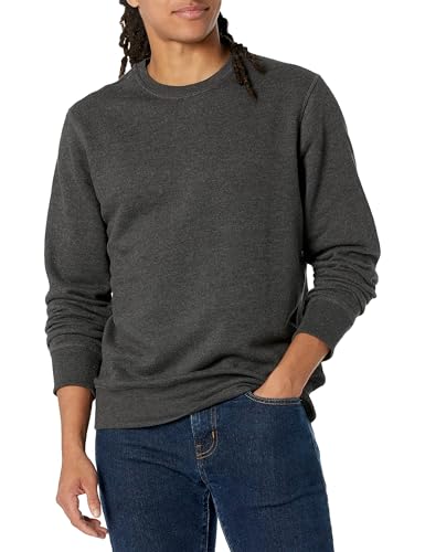 Amazon Essentials Herren Fleece-Sweatshirt mit Rundhalsausschnitt (erhältlich in Big & Tall), Kohlegrau Meliert, M von Amazon Essentials