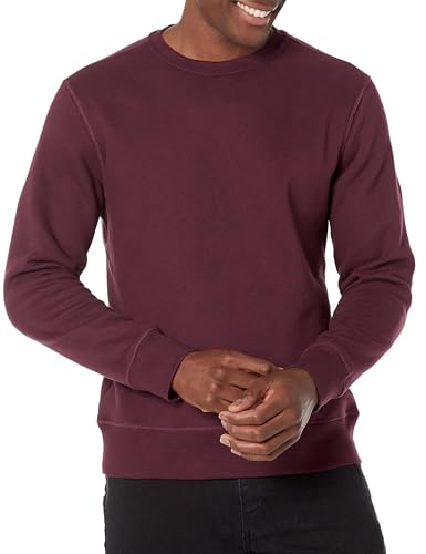 Amazon Essentials Herren Fleece-Sweatshirt mit Rundhalsausschnitt (erhältlich in Big & Tall), Burgunderrot, L von Amazon Essentials