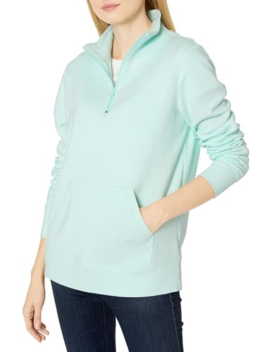 Amazon Essentials Damen Langarm-Oberteil aus Fleece mit Viertelreißverschluss (in Übergröße erhältlich), Aquablau, S von Amazon Essentials