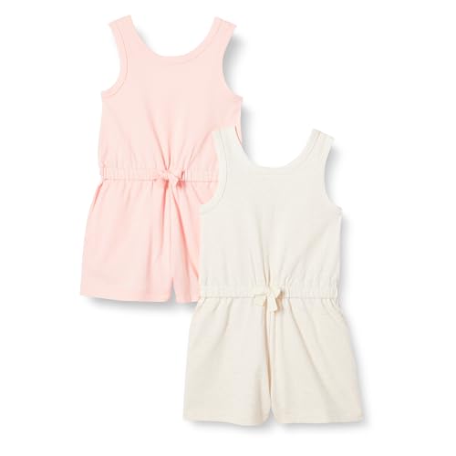 Amazon Essentials Mädchen Ärmelloser Strick-Strampler, 2er-Pack, Haferbeige Meliert/Rosa, 9 Jahre von Amazon Essentials