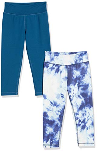 Amazon Essentials Mädchen Active-Capri-Leggings, 2er-Pack, Marineblau Batik, 3 Jahre von Amazon Essentials