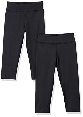 Amazon Essentials Mädchen Active-Capri-Leggings, 2er-Pack, Schwarz, 2 Jahre von Amazon Essentials