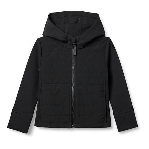 Amazon Essentials Mädchen Active-Jacke mit durchgehendem Reißverschluss und Kapuze, Schwarz, 10 Jahre von Amazon Essentials