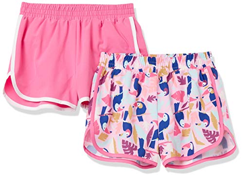 Amazon Essentials Mädchen Active-Laufshorts, 2er-Pack, Rosa Tukane, 3 Jahre von Amazon Essentials