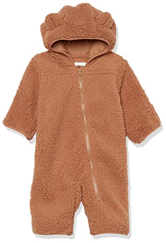 Amazon Essentials Unisex Baby Baby-Schneeoverall aus Sherpa-Fleece, Helles Karamell, 0-3 Monate von Amazon Essentials