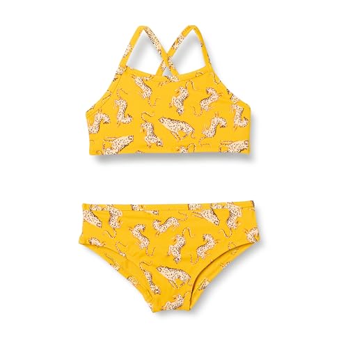 Amazon Essentials Mädchen Bikini-Set, Goldgelb Beige Leopardenmuster, 8 Jahre von Amazon Essentials