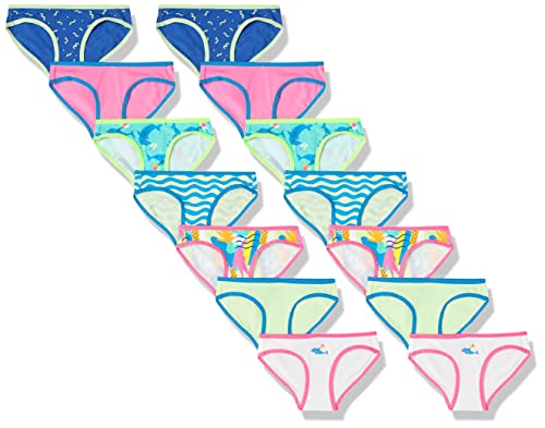 Amazon Essentials Mädchen Bikini-Unterwäsche, 14er-Pack, Mehrfarbig/Delfin/Party, 10 Jahre von Amazon Essentials