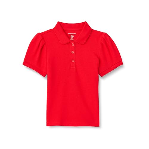 Amazon Essentials Mädchen Einheitliches Piqué-Poloshirt, Kräftiges Mohnrot, 5 Jahre von Amazon Essentials