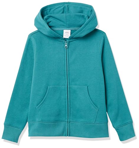 Amazon Essentials Mädchen Fleece-Kapuzenpullover mit Reißverschluss, Grünblau, 2 Jahre von Amazon Essentials