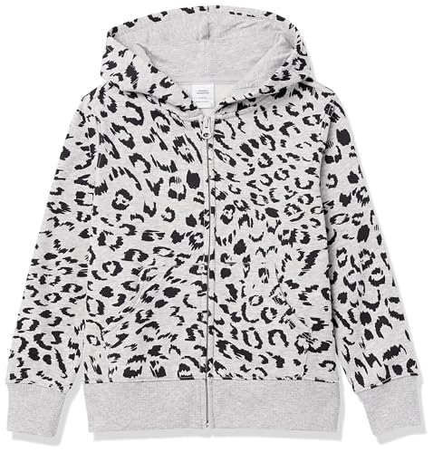 Amazon Essentials Mädchen Fleece-Kapuzenpullover mit Reißverschluss, Hellgrau Meliert Tier, 3 Jahre von Amazon Essentials