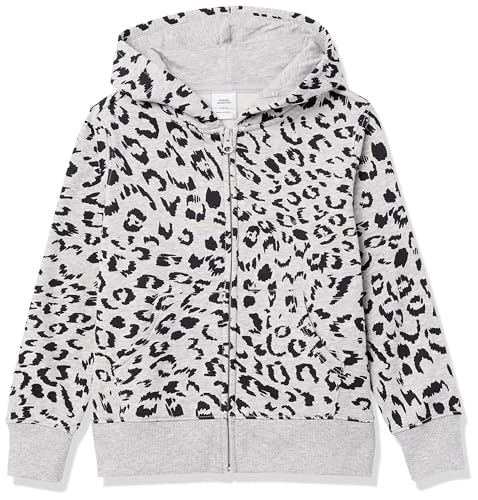 Amazon Essentials Mädchen Fleece-Kapuzenpullover mit Reißverschluss, Hellgrau Meliert Tier, 5 Jahre von Amazon Essentials