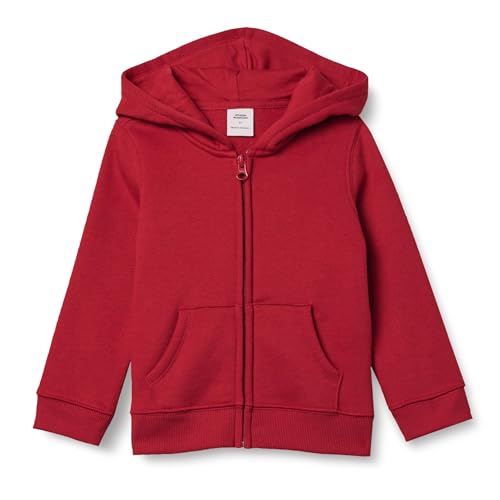 Amazon Essentials Mädchen Fleece-Kapuzenpullover mit Reißverschluss, Rot, 3 Jahre von Amazon Essentials