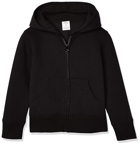 Amazon Essentials Mädchen Fleece-Kapuzenpullover mit Reißverschluss, Schwarz, 11-12 Jahre von Amazon Essentials