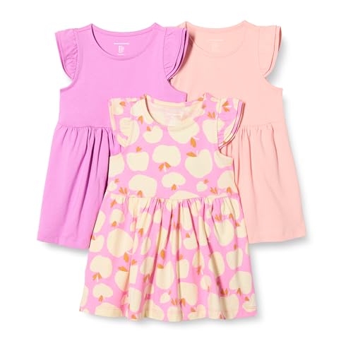 Amazon Essentials Mädchen Jersey-Tunika mit Rüschen, 3er-Pack, Mauve/Rosa/Äpfel, 9 Jahre von Amazon Essentials