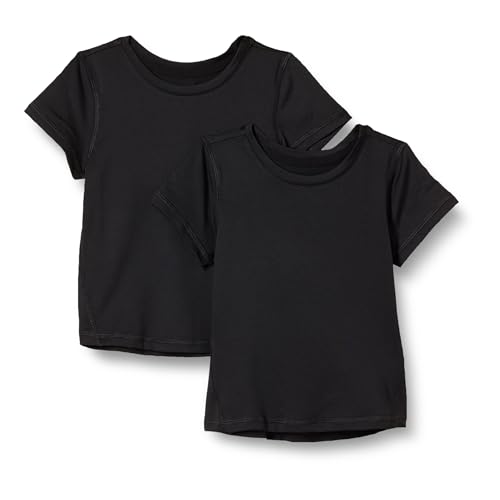 Amazon Essentials Mädchen Kurzärmelige Active-Funktions-T-Shirts, 2er-Pack, Schwarz, 2 Jahre von Amazon Essentials