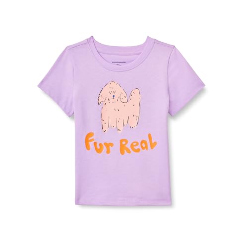 Amazon Essentials Mädchen Kurzärmelige T-Shirts, Lila Hund, 9 Jahre von Amazon Essentials