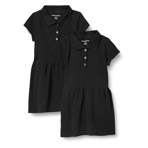 Amazon Essentials Mädchen Kurzärmeliges Piqué-Polo-Uniform-Kleid, 2er-Pack, Schwarz, 2 Jahre von Amazon Essentials