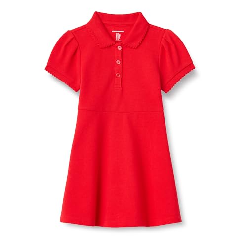Amazon Essentials Mädchen Kurzärmeliges Polokleid, Kräftiges Mohnrot, 8 Jahre von Amazon Essentials