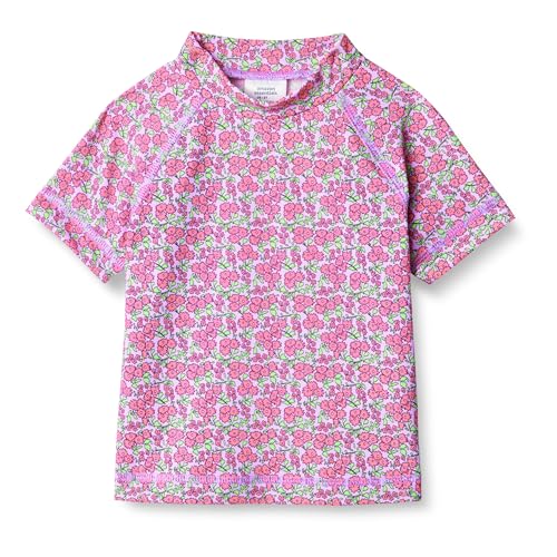 Amazon Essentials Mädchen Kurzärmliges Rashguard T-Shirt, Lila Intensive Rosa Posey Floral, 5 Jahre von Amazon Essentials