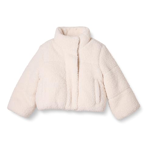 Amazon Essentials Mädchen Kurze Steppjacke Mit Durchgehendem Reißverschluss (Aus Mattem Oder Sherpa Fleece, Gesteppt), Hellbeige, 11-12 Jahre von Amazon Essentials