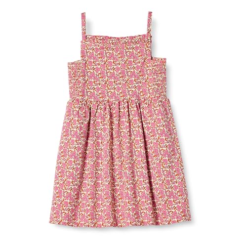 Amazon Essentials Mädchen Träger-Midikleid aus Baumwolle, Beige Intensive Rosa Posey Floral, 2 Jahre von Amazon Essentials