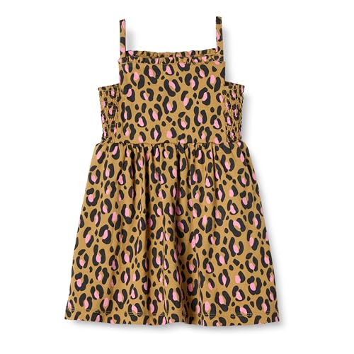 Amazon Essentials Mädchen Träger-Midikleid aus Baumwolle, Dunkelbronze Leopardenmuster, 3 Jahre von Amazon Essentials