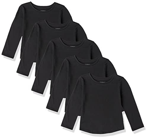 Amazon Essentials Mädchen Langärmelige T-Shirts, 5er-Pack, Schwarz, 5 Jahre von Amazon Essentials