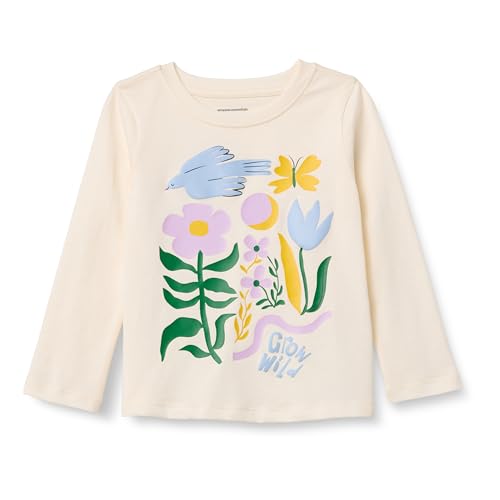 Amazon Essentials Mädchen Langärmelige T-Shirts, Elfenbein Wild Wachsen, 10 Jahre von Amazon Essentials