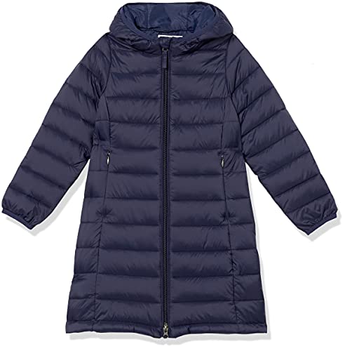 Amazon Essentials Mädchen Lange leichte Pufferjacke Kapuze, Dunkles Marineblau, 2 Jahre von Amazon Essentials