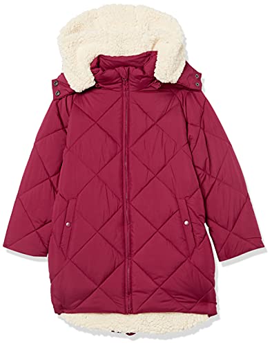 Amazon Essentials Mädchen Langer gesteppter Cocoon-Puffermantel, Ecru Himbeerrot Shearling, 3 Jahre von Amazon Essentials