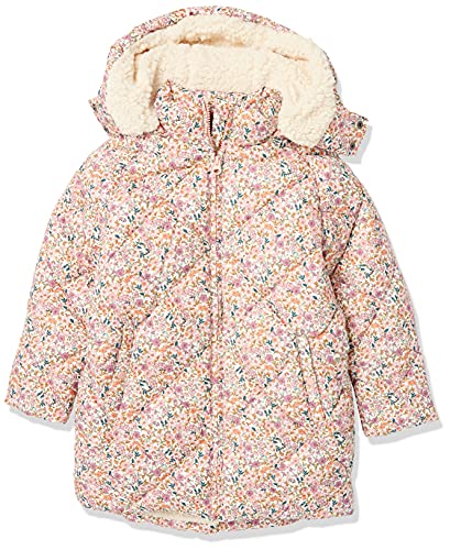 Amazon Essentials Mädchen Langer gesteppter Cocoon-Puffermantel, Creme Floral, 2 Jahre von Amazon Essentials