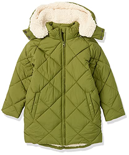 Amazon Essentials Mädchen Langer gesteppter Cocoon-Puffermantel, Olivgrün, 6-7 Jahre von Amazon Essentials