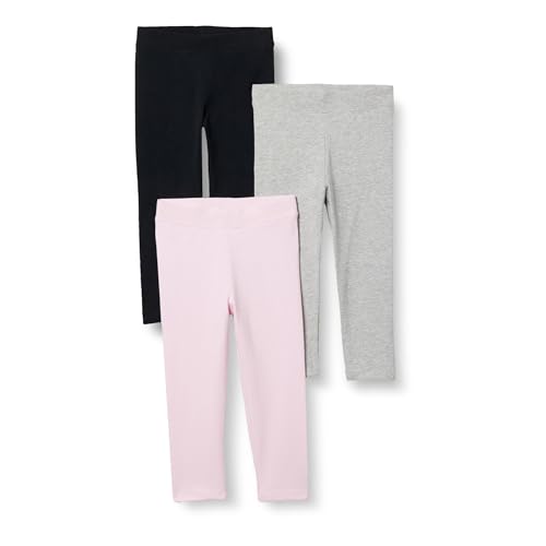 Amazon Essentials Mädchen Leggings, 3er-Pack, Grau Meliert/Hellrosa/Schwarz, 3 Jahre von Amazon Essentials