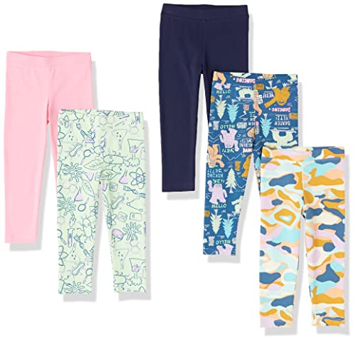 Amazon Essentials Mädchen Leggings, 5er-Pack, Marineblau/Rosa/Monster/Tarnmuster/Wissenschaft, 2 Jahre von Amazon Essentials