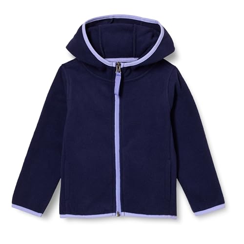 Amazon Essentials Mädchen Leichte Polar-Fleecejacke mit durchgehendem Reißverschluss und Kapuze, Marineblau, 4 Jahre von Amazon Essentials