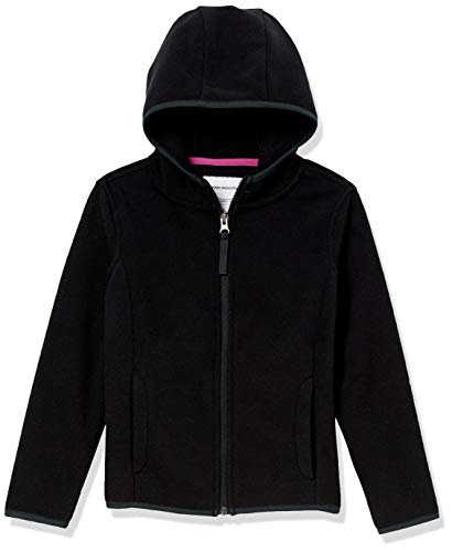 Amazon Essentials Mädchen Leichte Polar-Fleecejacke mit durchgehendem Reißverschluss und Kapuze, Schwarz, 3 Jahre von Amazon Essentials