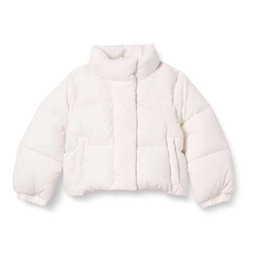 Amazon Essentials Mädchen Kurze Steppjacke Mit Durchgehendem Reißverschluss (Aus Mattem Oder Sherpa Fleece, Gesteppt), Eierschalenweiß, 4 Jahre von Amazon Essentials
