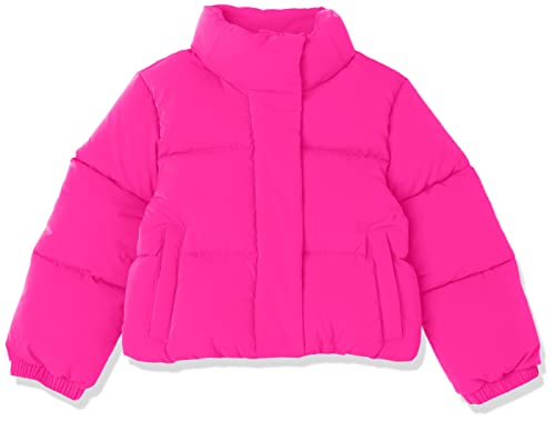 Amazon Essentials Mädchen Kurze Steppjacke Mit Durchgehendem Reißverschluss (Aus Mattem Oder Sherpa Fleece, Gesteppt), Neonrosa, 4 Jahre von Amazon Essentials
