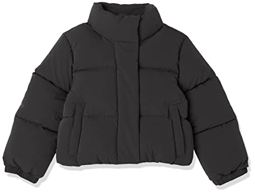 Amazon Essentials Mädchen Kurze Steppjacke Mit Durchgehendem Reißverschluss (Aus Mattem Oder Sherpa Fleece, Gesteppt), Schwarz, 2 Jahre von Amazon Essentials