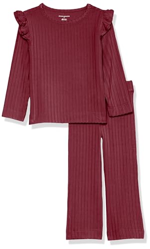 Amazon Essentials Mädchen Outfit-Set aus breitem Strick, 2er-Pack, Dunkelrot, 5 Jahre von Amazon Essentials