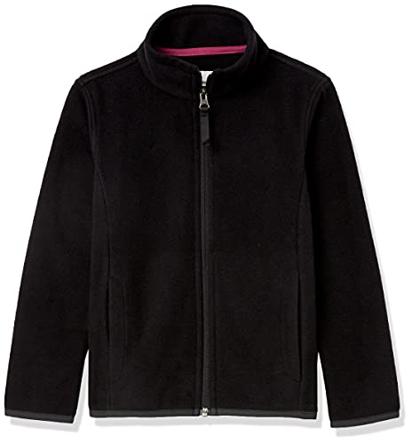 Amazon Essentials Mädchen Polar-Fleecejacke mit durchgehendem Reißverschluss und Stehkragen, Schwarz, 10 Jahre von Amazon Essentials